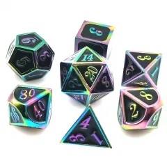 7pcs Dice Metal Enamel Rainbow Black