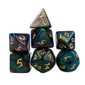 Glitter in Green & Blue Acrylic - 7pcs RPG Full Dice Set