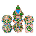 7pcs Dice Metal Alien Ship Green Blue Copper