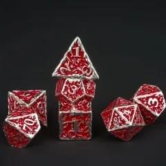 7pcs Dice Metal Druid Vine Silver Font Red