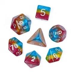 7pcs Dice Resin Layer Silver Font Pansexual Red Yellow Blue