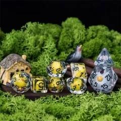 D20 Dice Resin 33mm Green Font Chicken White Clear
