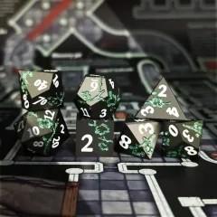 7pcs Dice Metal Lotus White Font Glitter Green Nickel