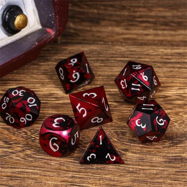 7pcs RPG Dice Set - Red & Black Anodized Aluminium