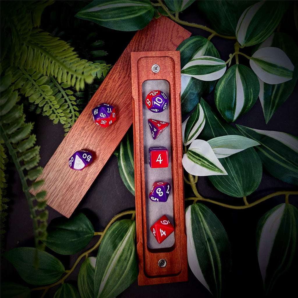 Blend of Red & Purple Acrylic - 7pcs RPG Full Dice Set