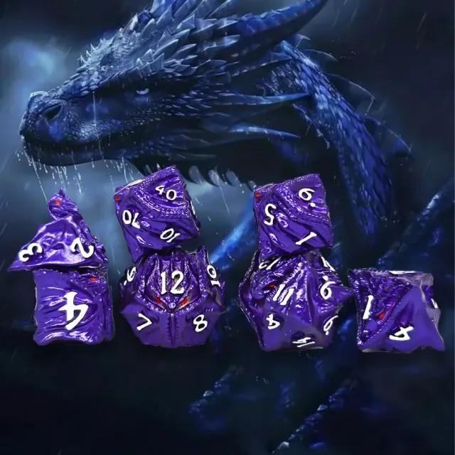 7pcs Dice Metal Dragon Head Purple