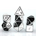 7pcs Dice Metal Enamel Silver Black White