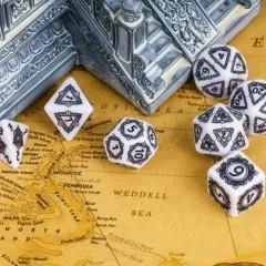 7pcs Dice Resin Pattern Dwarven Frame Black Font White