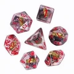 7pcs Dice Resin Filled Red Font Bullet Clear