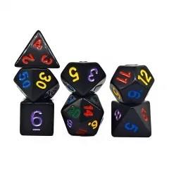 7pcs Dice Acrylic Blend Multi Font Solid Black