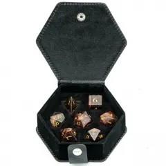7pcs Dice Gem Glass Layered Gold Font Brown (UD)