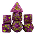 Yellow Cats on Pink Acrylic - 7pcs RPG Full Dice Set