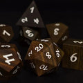 7pcs Dice Wooden Walnut White Font Brown