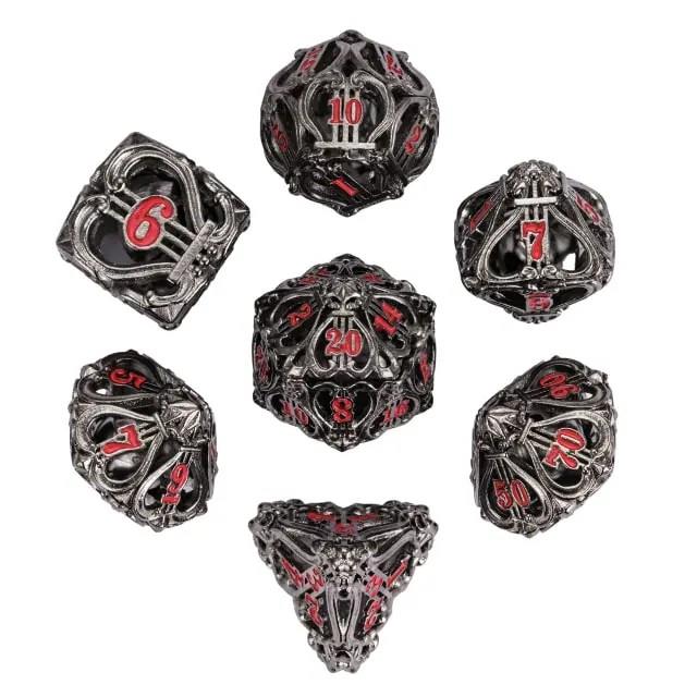 7pcs Dice Metal Hollow Lute Red Font Nickel