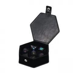7pcs Dice Gem Stone Obsidian 8bit Adventurer Rainbow Font Black