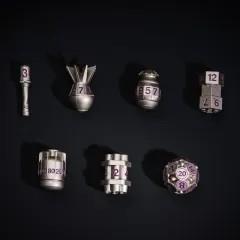 7pcs Dice Metal Bomb Purple Font Silver