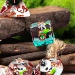 Dragon Skull in Clear & Cyan Resin - 7pcs RPG Full Dice Set