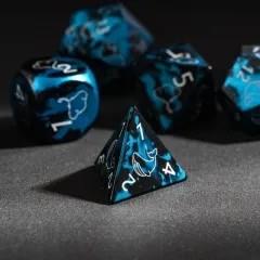 7pcs Dice Metal Aluminium White Font Whales Black Blue