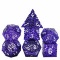 7pcs Dice Metal Hollow Maze White Font Purple