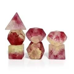 7pcs Dice Gem Frosted Glass Clear Font Cracked Pink Clear