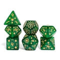 7pcs Dice Acrylic Pattern Stars Gold Font Green