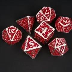 7pcs Dice Metal Druid Vine Silver Font Red