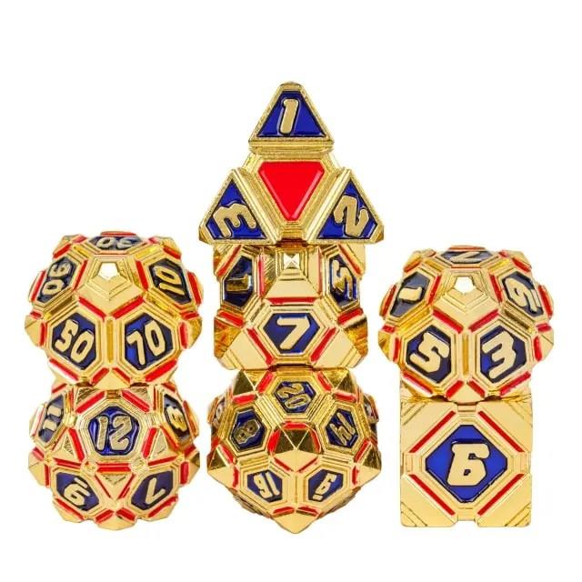 7pcs Dice Metal Alien Ship Blue Red Gold