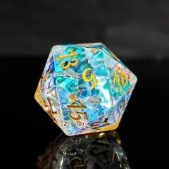 7pcs Dice Gem Frosted Glass Gold Font Cracked Prism