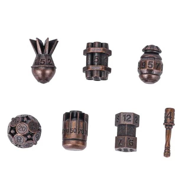 7pcs Dice Metal Bomb Worn Copper