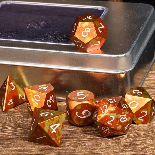 7pcs RPG Dice Set - Orange & Yellow Anodized Aluminium