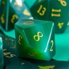 Green Agate Gemstone - 7pcs RPG Dice Set