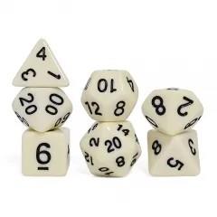 7pcs Dice Acrylic Blend Black Font Solid Ivory White