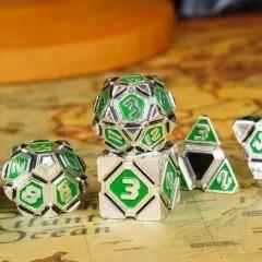 7pcs Dice Metal Alien Ship Black Green Silver