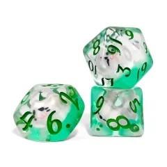 7pcs Dice Resin Filled Green Font Seal Green Clear