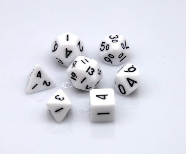 Solid White Acrylic - 7pcs RPG Mini Dice Set