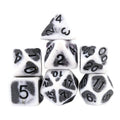 Washed Black on White Acrylic - 7pcs RPG Full Dice Set