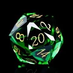 7pcs Dice Gem Glass Facet Gold Font Green (UD)