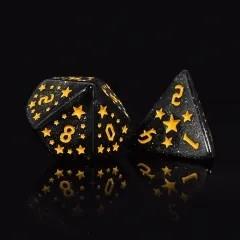 7pcs Dice Acrylic Pattern Stars Gold Font Black