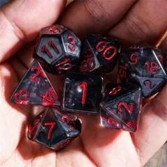 Black Swirl in Clear Resin - 7pcs RPG Full Dice Set