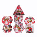 7pcs Dice Resin Filled Red Font Bullet Clear