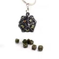 Dice Novelty Keyring D20 Locket Mini Set Gold Font Black