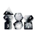 7pcs Dice Gem Stone Frosted Cat Eye White Font Black Grey