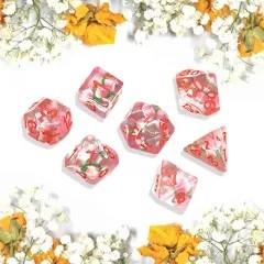 7pcs Dice Resin Filled Pink Font Pink Peach Clear