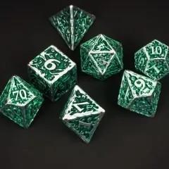 7pcs Dice Metal Druid Vine Silver Font Green