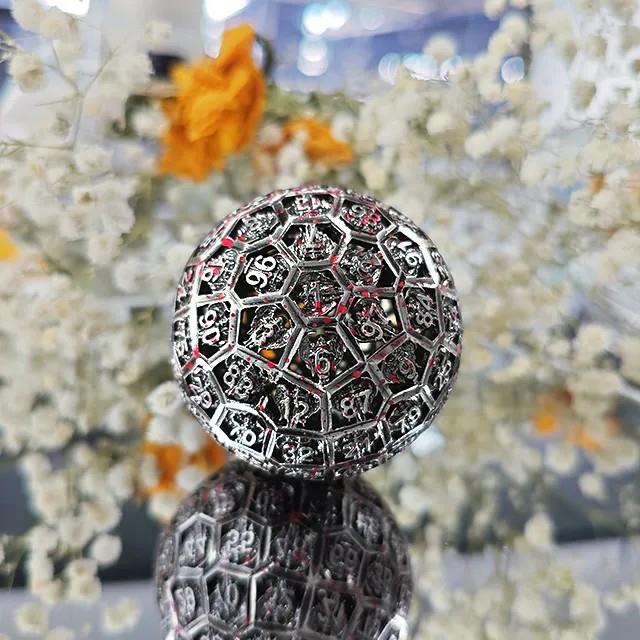D100 Metal Hollow Pentagon Dragon Sharp Blood Silver