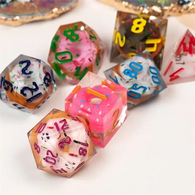 Donuts in Multicolour Filled Sharp Resin - 7pcs RPG Dice Set