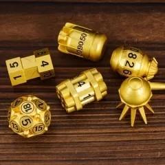 7pcs Dice Metal Bomb Black Font Gold