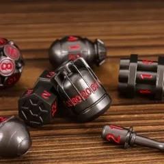 7pcs Dice Metal Bomb Red Font Nickel