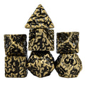 7pcs RPG Dice Set - Black Wash over Bronze Metal Brains