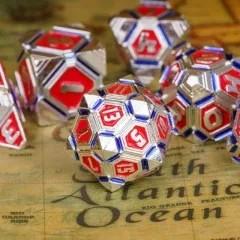 7pcs Dice Metal Alien Ship Blue Red Silver